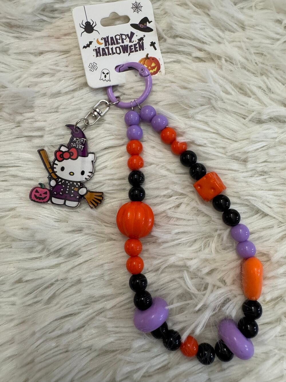 Sanrio Hello Kitty Halloween Witch Beaded phone/bag Charm orange black purple